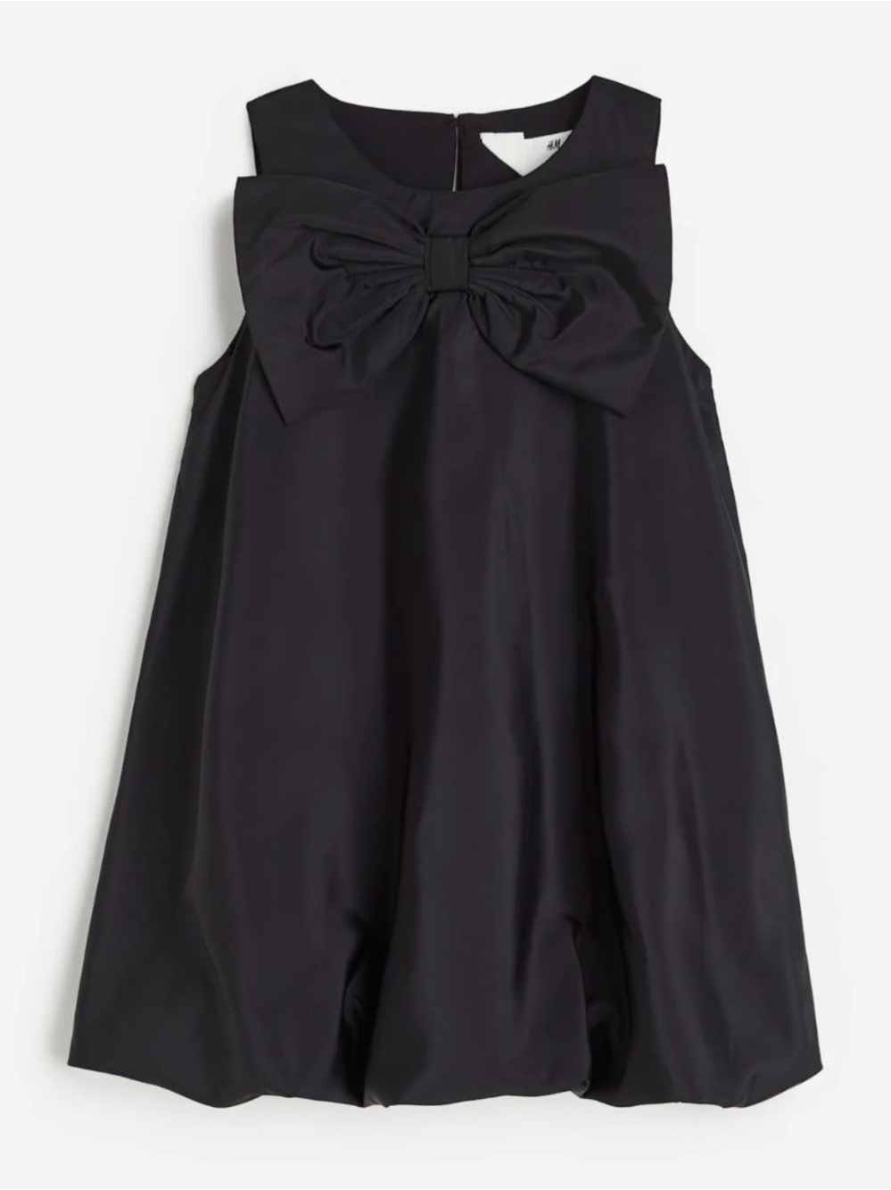 H&M Girl Black Satin Bubble A-Line Bow Party Holiday Fancy Dress Wedding Size 6